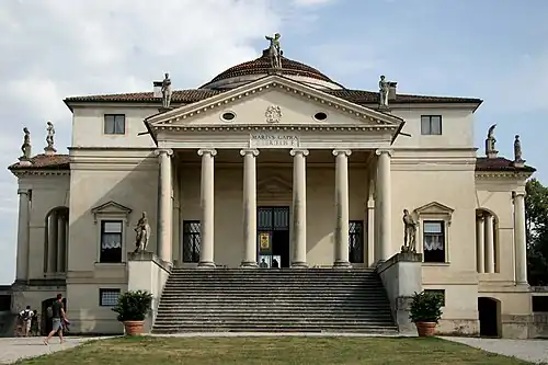 Renaissance Ionic columns of the Villa La Rotonda, outside Vicenza, Italy, by Andrea Palladio, 1567-1605