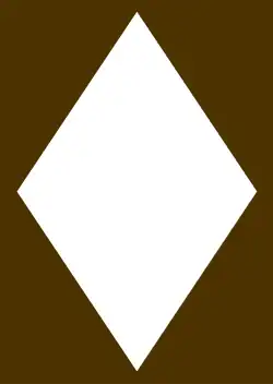 white diamond in brown rectangle