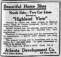 1911 ad for Highland View