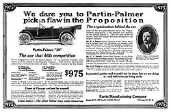 1913 Partin-Palmer two-page advertisement in Horseless Age Magazine