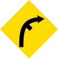 Right curve with local road to the right