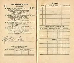 1934 AJC Spring Stakes starters and results