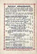 Back cover showing railway and admission charges
