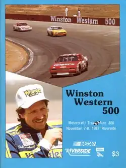 The 1987 Winston Western 500 program cover, featuring Tim Richmond and Dale Earnhardt.