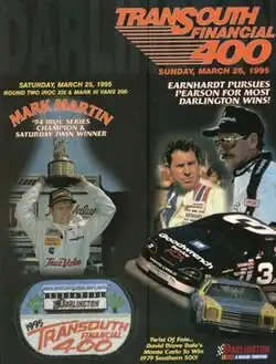 The 1995 TranSouth Financial 400 program cover, featuring Dale Earnhardt and Mark Martin.