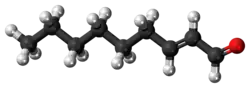Ball-and-stick model of the 2-nonenal molecule