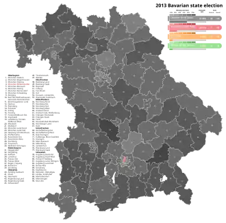 2013 Bavarian state election, Black is CSU, Red is SPD,