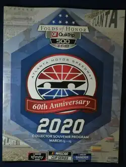The 2020 Folds of Honor QuikTrip 500 program cover, with the original scheduled date of March 15, 2020.