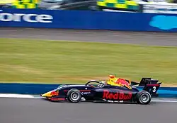 Lindblad driving the Dallara F3 2019 at the 2024 Silverstone Formula 3 round