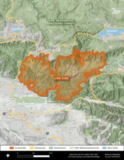The area burned by the Line Fire