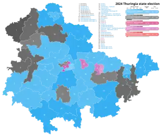 2024 Thuringian state election - Blue is AfD, Black is CDU, Pink is Left