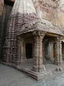 The temple, tower has been partially restored.