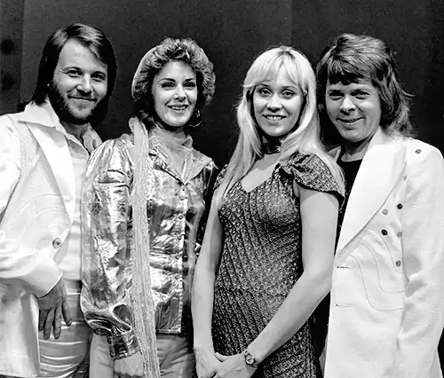ABBA in 1974; from left: Benny Andersson, Anni-Frid "Frida" Lyngstad, Agnetha Fältskog, and Björn Ulvaeus