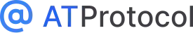 The logo of the AT Protocol, depicting an at sign colored in light blue followed by the words AT Protocol.