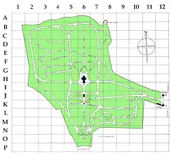Map of the paths and grave sections within Abney Park