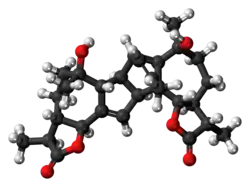 Ball-and-stick model of the absinthin molecule