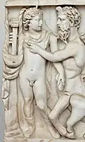 Achilles and Chiron, detail from a sarcophagus from the Via Casilina in Torraccia. (3rd century CE)