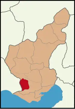 Map showing Seyhan District in Adana Province