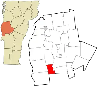 Location in Addison County and the state of Vermont.