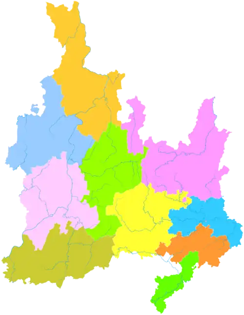 Yanhe is the northernmost division in this map of Yanhe