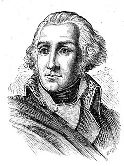 Engraving of a man in military coat.