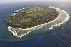 Aerial image of Fais Island and Naval Base Ulithi's Fais Airfield