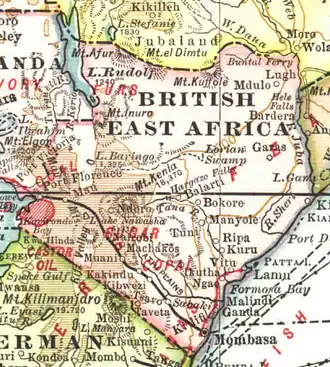 Map of British East Africa, 1909.