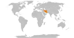 Map indicating locations of Albania and Iran