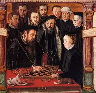 Image 26Hans Muelich, 1552, Duke Albrecht V. of Bavaria and his wife Anna of Austria playing chess (from Chess in the arts)