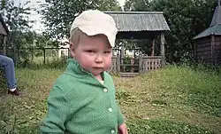 Child outside of orphanage in Arkhangelsk, 1994
