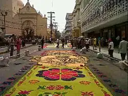 Image 40Sawdust carpet in Holy Week. (from Culture of Honduras)