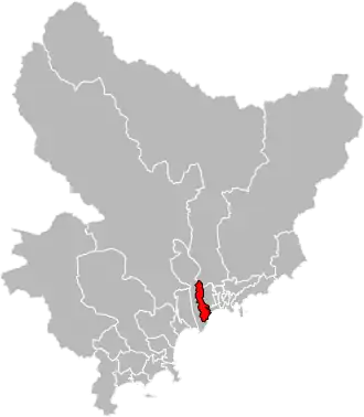 Situation of the canton of Nice-2 in the department of Alpes-Maritimes