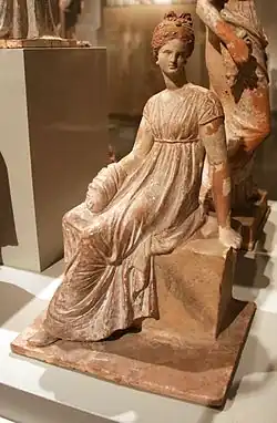 Tanagra figurine, ancient Greece, 325–150 BCE, Altes Museum