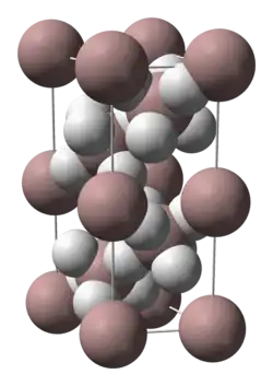 Unit cell spacefill model of aluminium hydride
