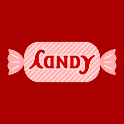 "Candy", 180° symmetrical ambigram.