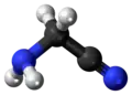 Ball and stick model of aminoacetonitrile