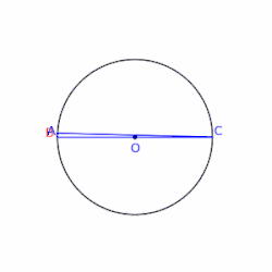 Provided is a diameter, angle at B is constant right (90°).