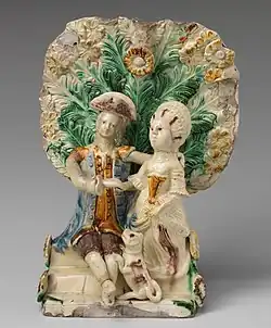 Arbour group, c. 1750; lead-glazed earthenware
