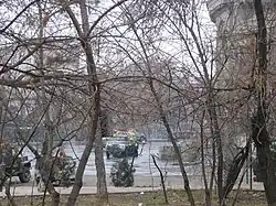 2008 protests: A water tanker cleans Opera Square of debris and blood after the government's crackdown
