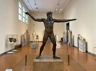 The bronze statue of Zeus or Poseidon, the Artemision Bronze in room 15