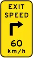 (W1-9-3) Exit advisory speed with turn to right
