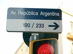 Road plate: Avinguda de la República Argentina.