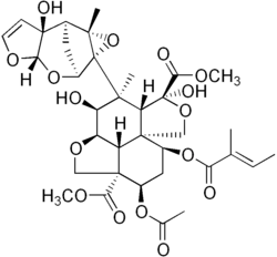 Image 8Structure of Azadirachtin, a terpenoid produced by the Neem plant, which helps ward off microbes and insects. Many secondary metabolites have complex structures (from Evolutionary history of plants)