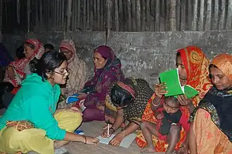 Bangladeshi women undergoing an adult education programme by Bangladesh Youth Leadership Centre.