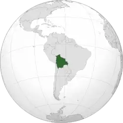 Location of&nbsp;Bolivia&nbsp;(dark green) in South America&nbsp;(gray)