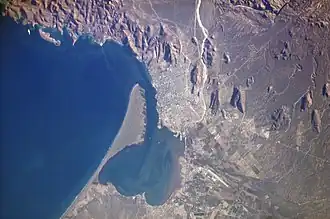 El Mogote from space, 2003. (North is left.)