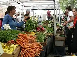 A vegetable vendor in a marketplace. (from Economics)