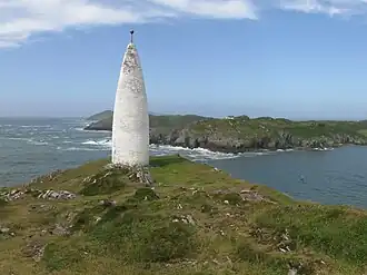 The conspicuous conical white painted beacon at Baltimore, Ireland is locally nicknamed The Pillar of Salt or Lot's wife