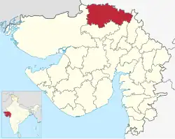 Location of Banaskantha district in Gujarat