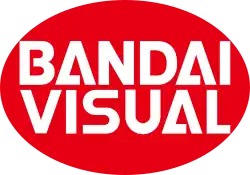 The words "BANDAI VISUAL" in white letters against a red ellipse.